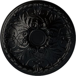 26" x 3" Tristan Urethane Ceiling Medallion (Fits Canopies up to 5-1/2"), Hand-Painted Jet Black