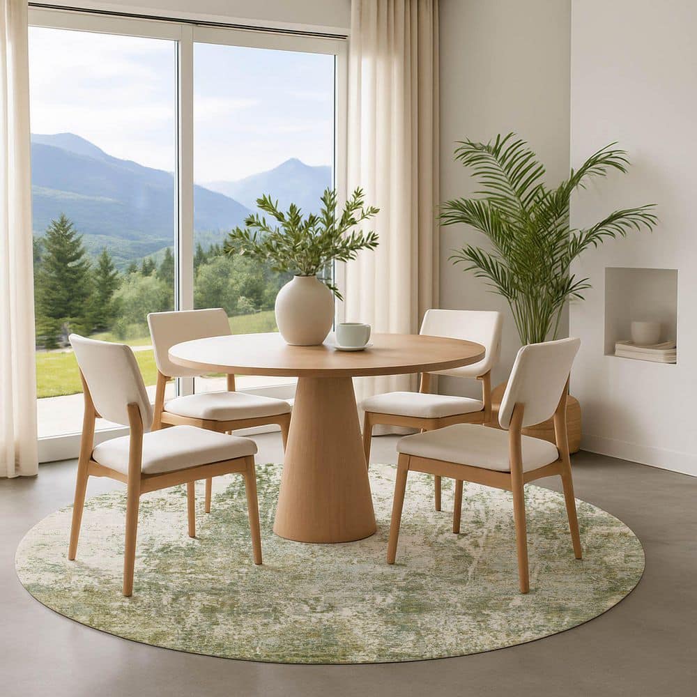 Mayfield Premium Machine Washable Abstract AMF1765 Aloe 8 ft. x 8 ft. Round Rug price history on PriceWatchPro