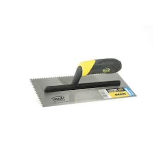 11 in. x 1/8 in. x 1/8 in. Square Notch Stainless Steel Flooring Trowel with Comfort Grip