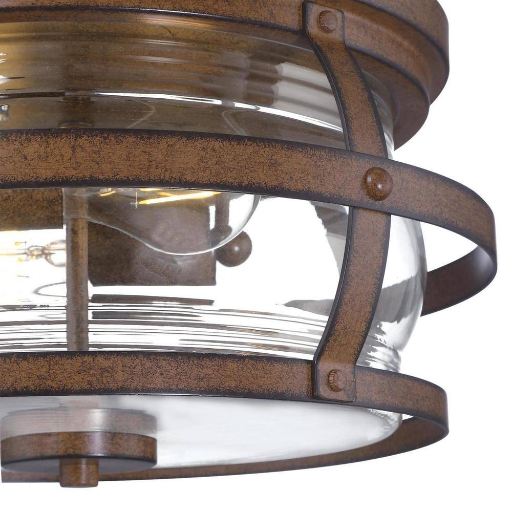 Barnwood and Clear Glass 14-Inch Outdoor Flush Mount Light