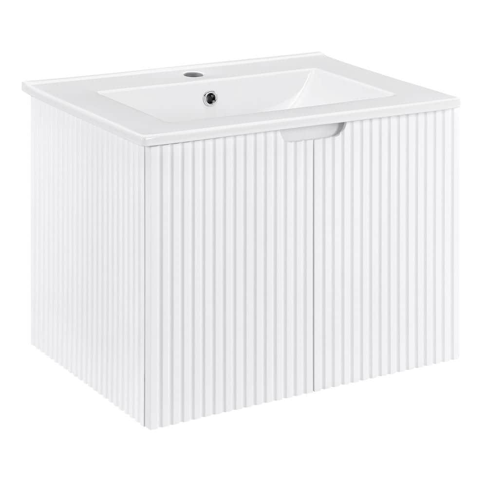 23.62 in. W x 17.72 in. D x 18.7 in. H Floating Wall Mounted Bath Vanity in