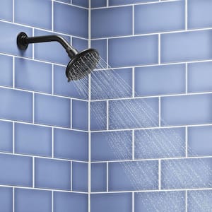 Rosewood 6-Spray Patterns 4.9375 in. Wall Mount Fixed Shower Head in Matte Black
