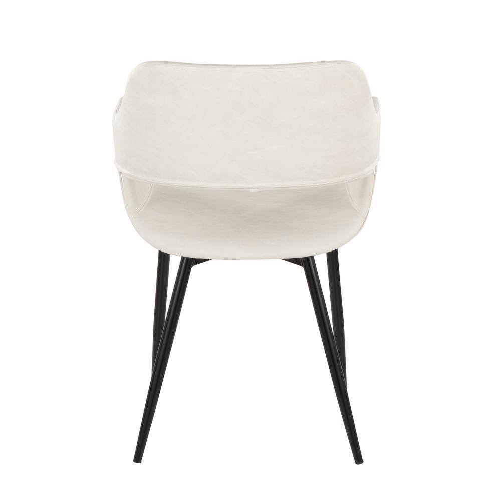 Cream Faux Leather Low Arm Chair with Black Metal Legs