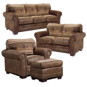 Wild Horses 4-Piece Wild HorsesTapestry Microfiber Living Room Set