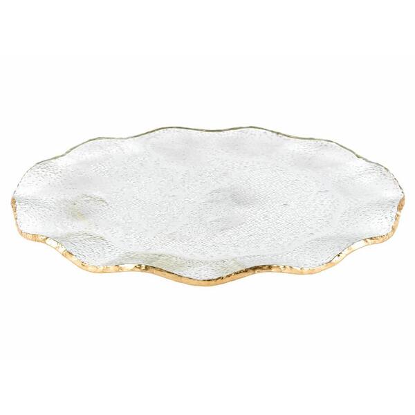 10 Glass Oval Edge Gold Serving Platter 10 Glass Oval Edge Gold Serving Platter