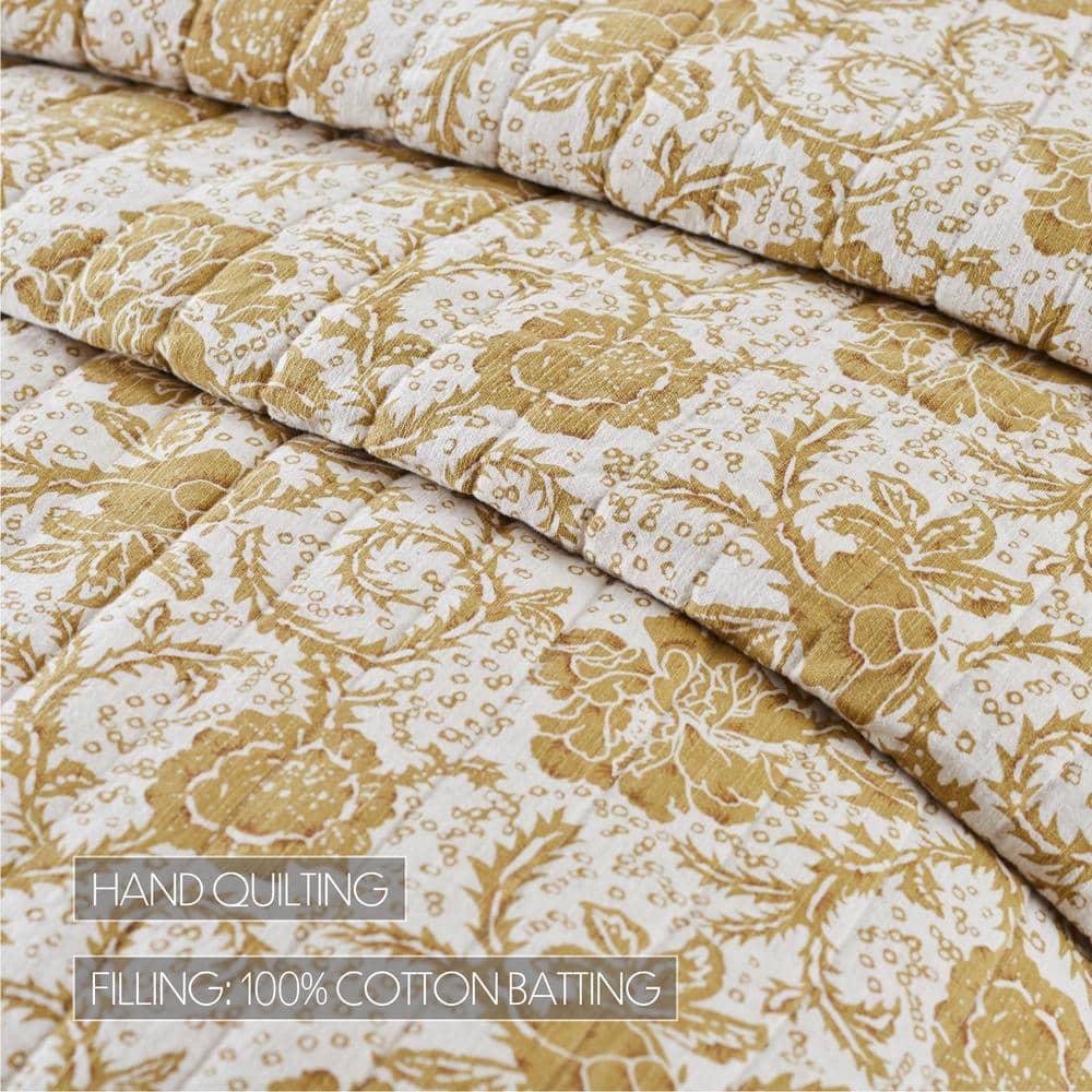 Dorset Gold Floral Twin Cotton Reversible Quilt