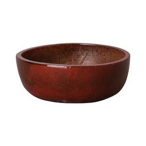18 in. Shallow Tropical Red Round Ceramic Planter