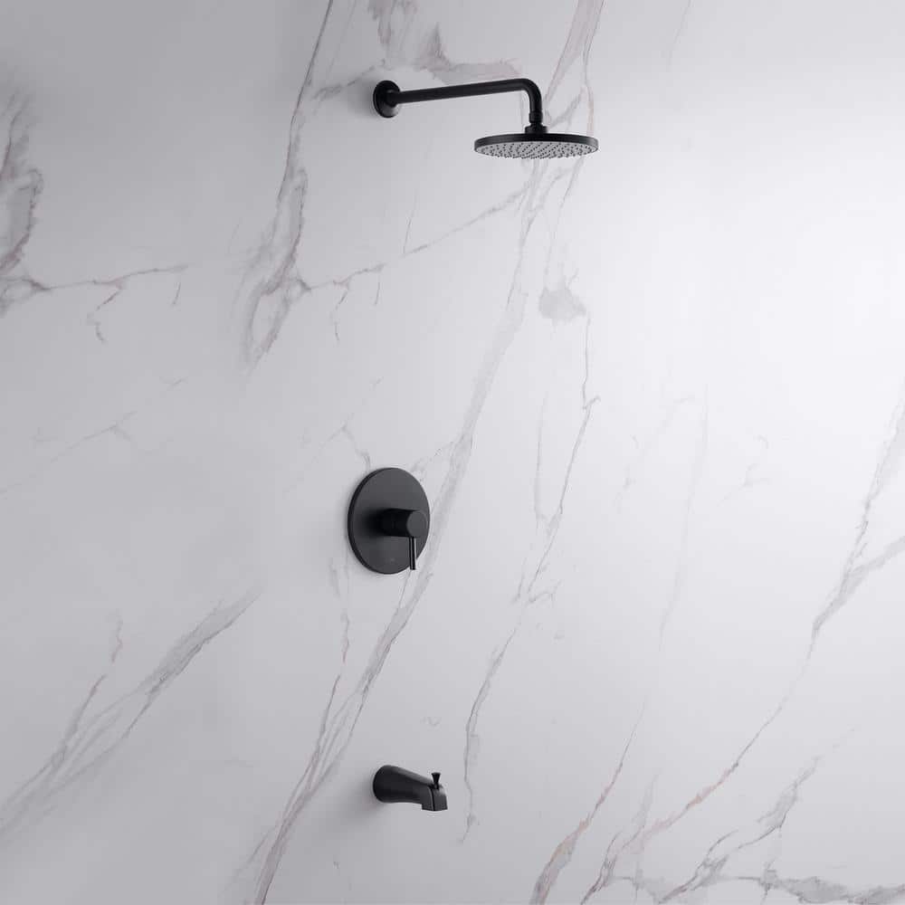 Matte Black Rainfall Wall Mounted Shower Faucet Set