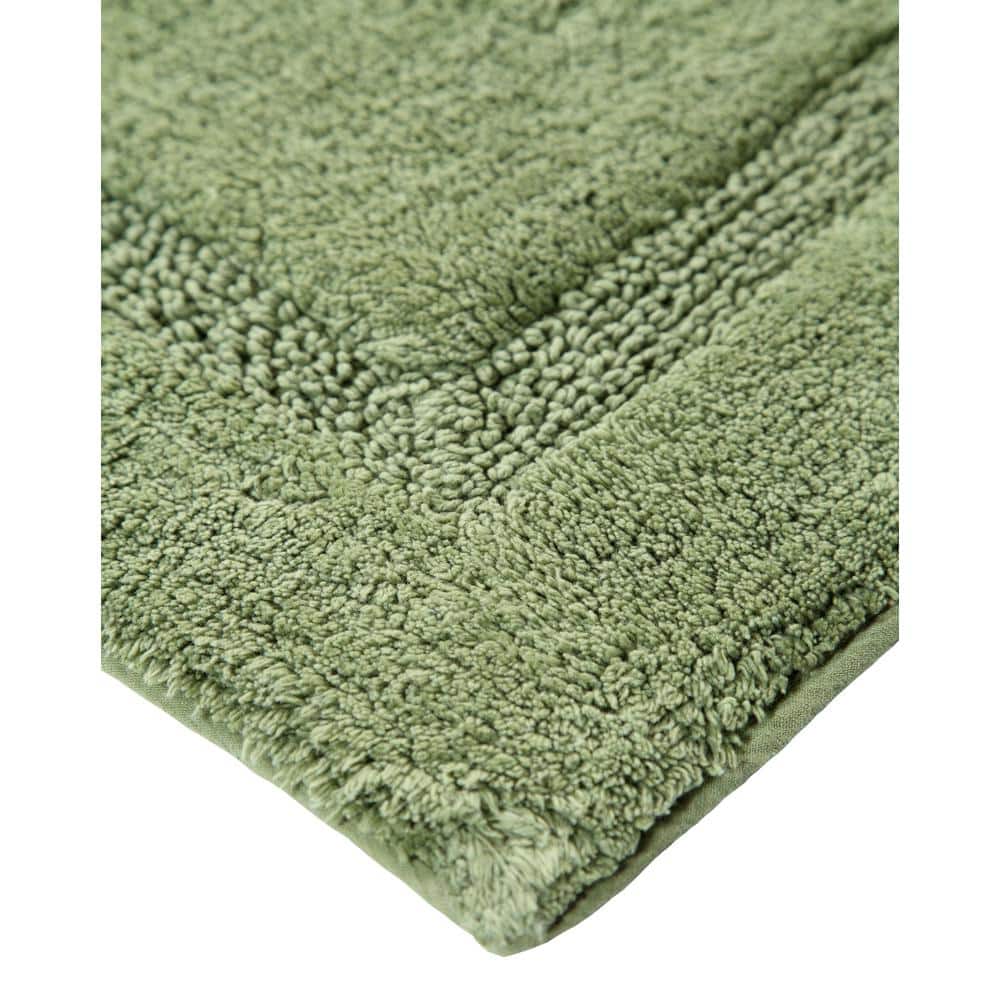Luxe Sage Green Tufted Cotton Bath Rug 22" x 34"