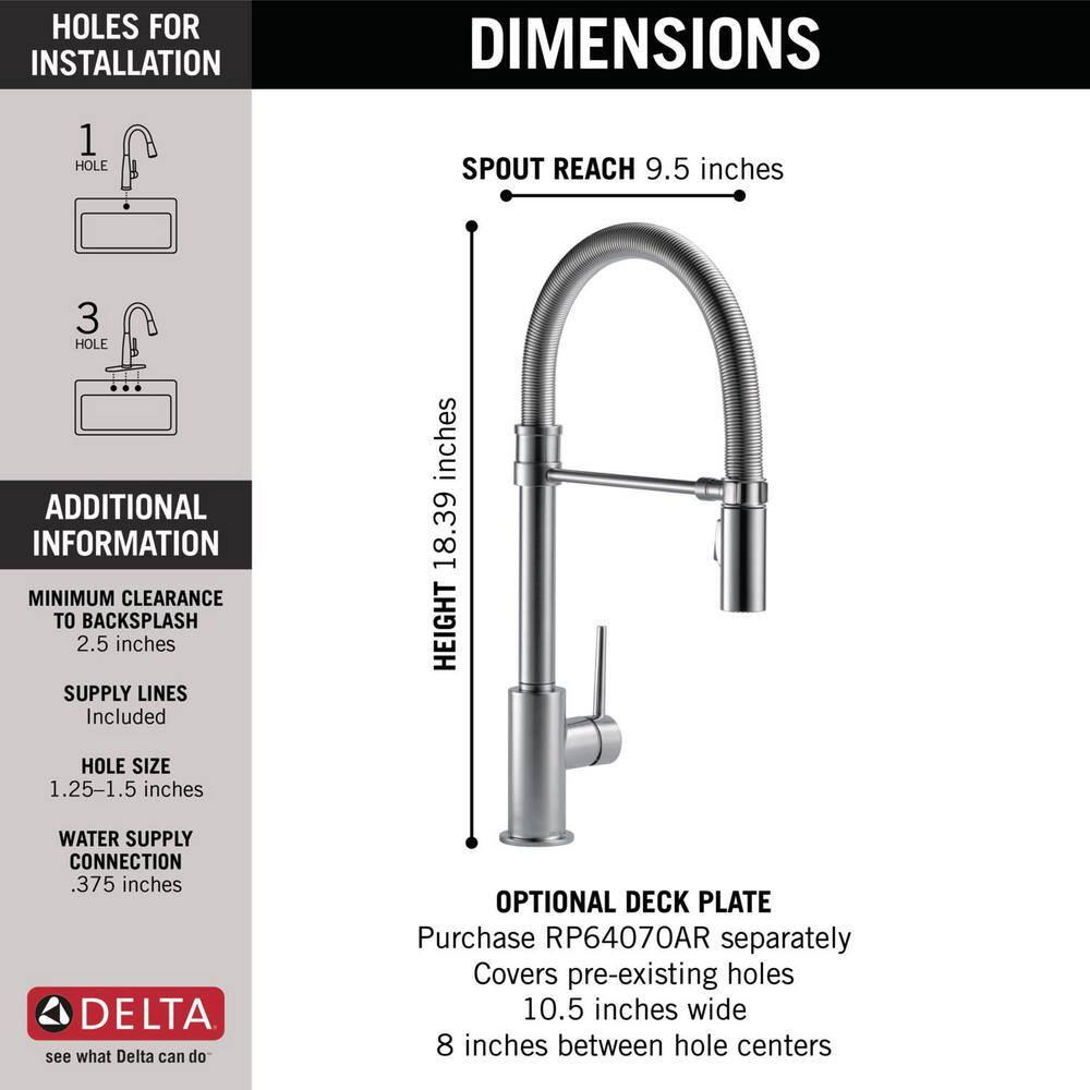 Arctic Stainless Steel Pull-Down Kitchen Faucet with Spray