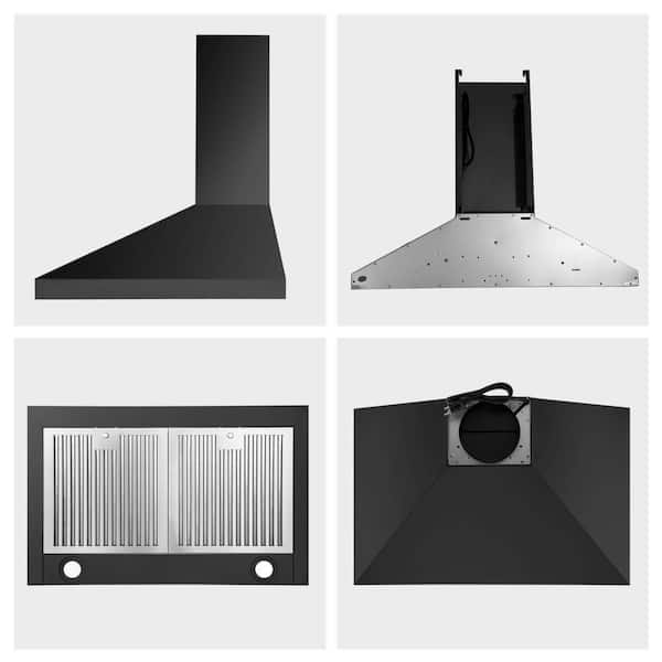 SNDOAS 30 in. 350 CFM Ducted Wall Mount Stainless Steel Kitchen Range Hood  in Black with Touch Panel W-MAD-44 - The Home Depot