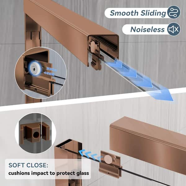 56 in.-60 in.W x72 in. H Double Sliding Framed Shower Door w/ Nano-Coated Easy-Clean Tempered Glass in Oil Rubbed Bronze