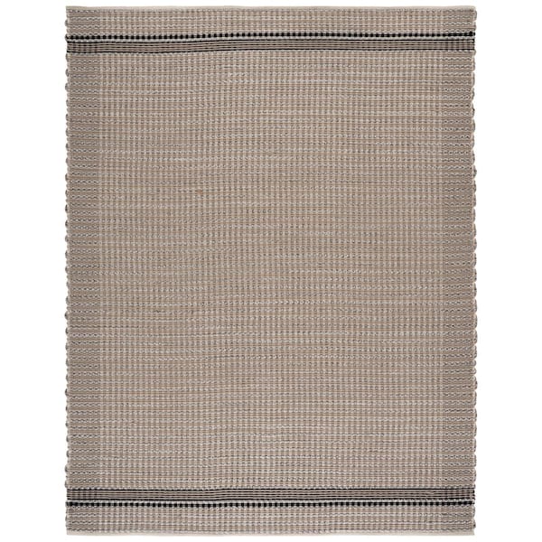 Braided 8 ft. x 10 ft. Beige/Black Woven Area Rug