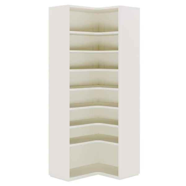 Lauren 65 in. H Wooden White Shoe Storage Cabinet Freestanding 20 Pairs 8-Tier Racks Organizer Adjustable Shelves
