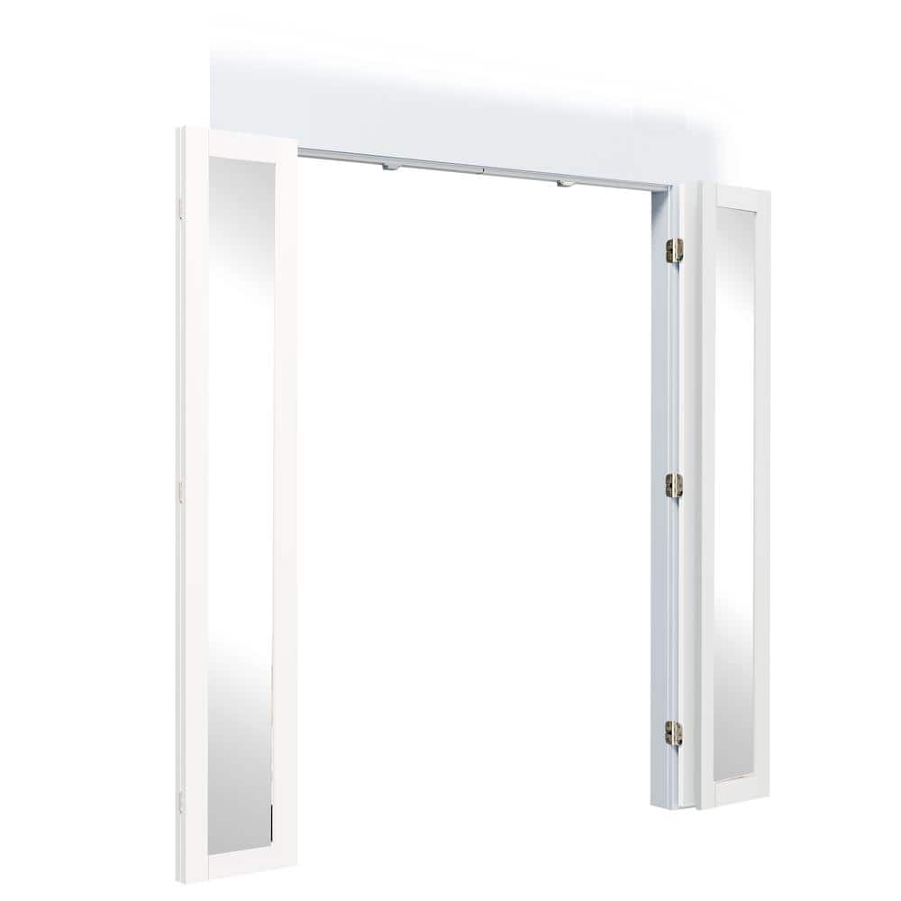 TENONER 48 in. x 80 in. Full Lite White Mirrored Glass Solid Core