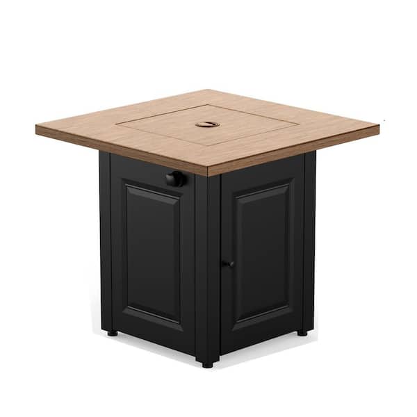 Boosicavelly 28 in. Black Steel Propane Outdoor Fire Pit Table with Lid