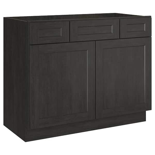 HOMEIBRO 42 in W X 21 in D X 34.5 in H in Shaker Charcoal Plywood Ready to Assemble Floor Vanity Sink Base Kitchen Cabinet