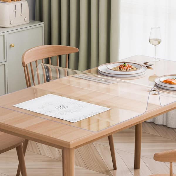 Plastic Table Cover 30 x 60 in. 1.5 mm Thick Clear Table Protector Solid Rectangle PVC Desk Mat Easy Cleaning