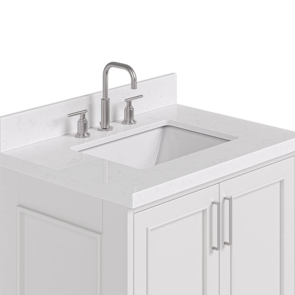 Stafford White Solid Wood Single Sink Freestanding Vanity with Quartz Top