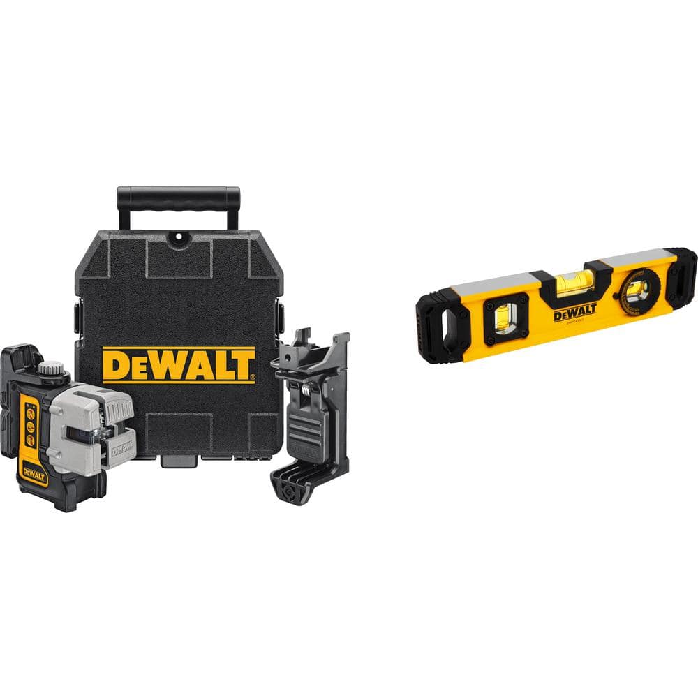 DEWALT 50 ft.  165 ft. Red Self-Leveling 3-Beam Cross Line Laser Level and  in. Torpedo Level with (4) AA Batteries  Case DW089KWTL The Home Depot