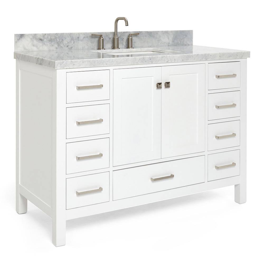 Cambridge 49" White Marble Top Single Sink Vanity