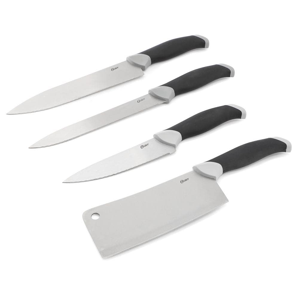 Oster Lindbergh 22 Piece Stainless Steel Cutlery Set with Storage Block in Black