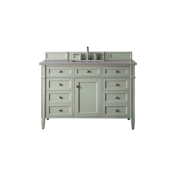 James Martin Vanities Brittany 48.0 in. W x 23.5 in. D x 34 in. H Bathroom Vanity in Sage Green with Grey Expo Quartz Top