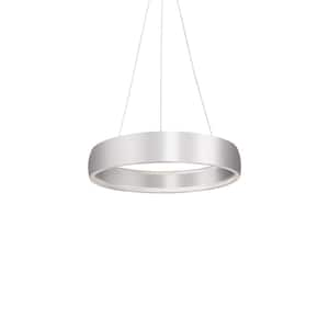 Halo 23 in. 1 Light 62-Watt Brushed Silver Integrated LED Pendant Light