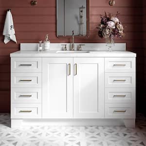 Taylor 60.25 in. W x 22 in. D x 36 in. H Single Sink Freestanding Bath Vanity in White with Carrara Quartz Top