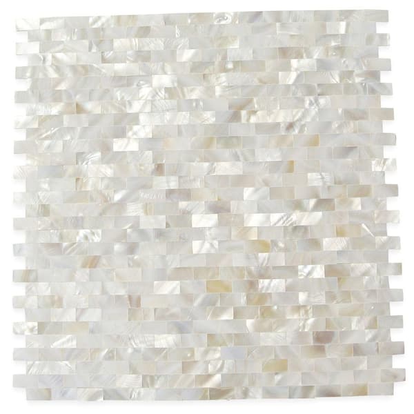 Ivy Hill Tile Mother of Pearl Serene White Bricks Seamless 12 in. x 12 in. Pearl Shell Glass Wall Mosaic Tile