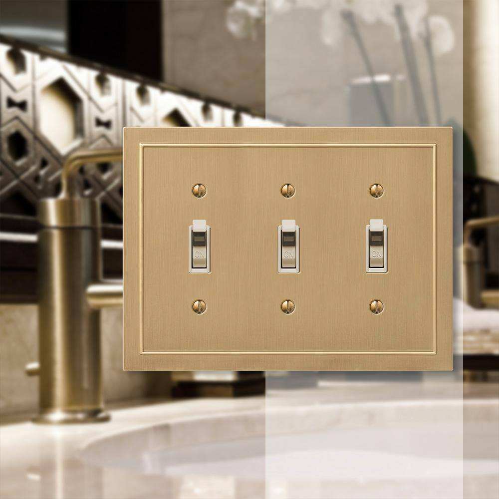 Brushed Bronze Triple Toggle Cast Metal Wallplate