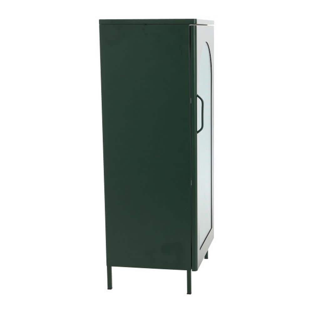 Solstice Arched Glass Door Metal Storage Cabinet in Dark Green