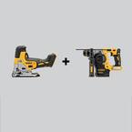 20V MAX XR Cordless Barrel Grip Jigsaw and 20V MAX XR Cordless Brushless 1 in. SDS + L-Shape Rotary Hammer (Tools-Only)
