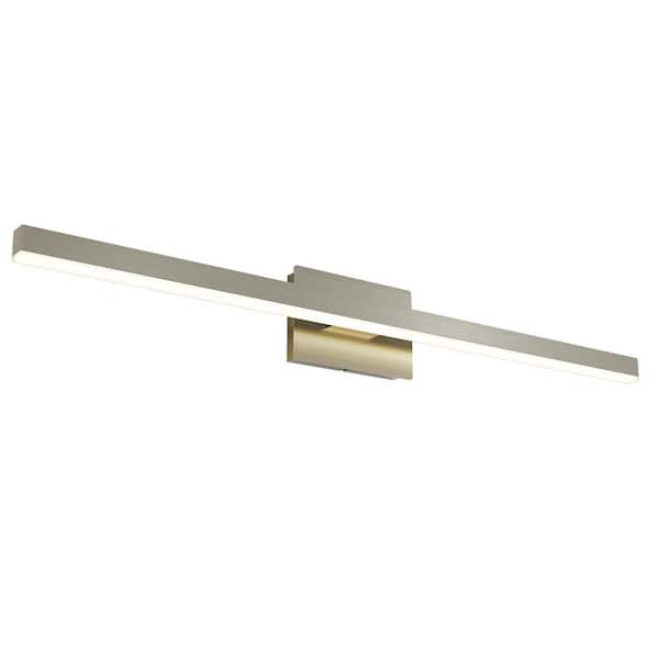 JUSHENG 39.37 in. 1-Light Nickel LED Bathroom Vanity Light Bar