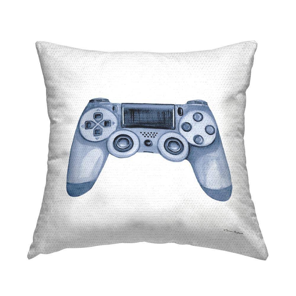 Blue Gaming Controller Outdoor Printed Throw Pillow by Sharon Kuplack