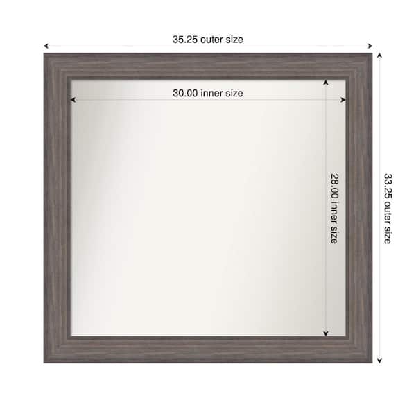 Amanti Art Country Barnwood 35.25 in. x 33.25 in. Custom Non-Beveled Wood Framed Bathroom Vanity Wall Mirror