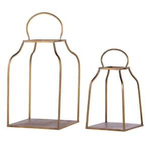 King Cottage Antique Gold Lanterns (Set of 2)