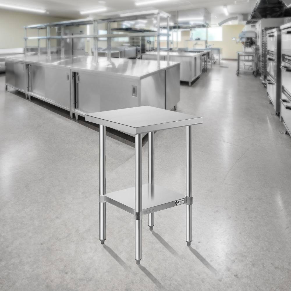 24" Stainless Steel Prep Table with Galvanized Undershelf