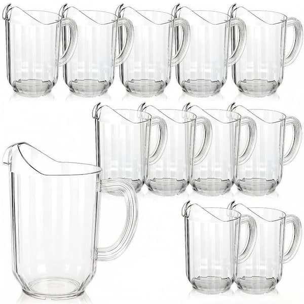 12 Pieces 60 fl. oz. Clear Plastic Pitchers, Large Water Drink Carafe for Milk, Tea, Juice and Beer, Ideal Restaurant
