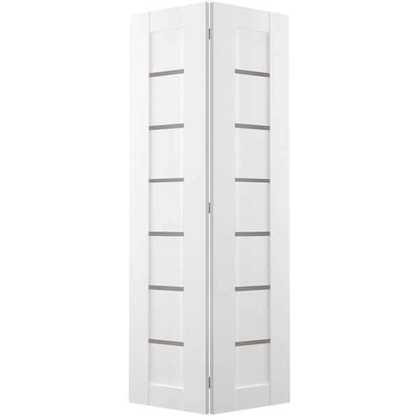 Belldinni Alba 36 in. x 80 in. 6-Lite Frosted Glass Bianco Noble Wood Composite Bi-fold Door