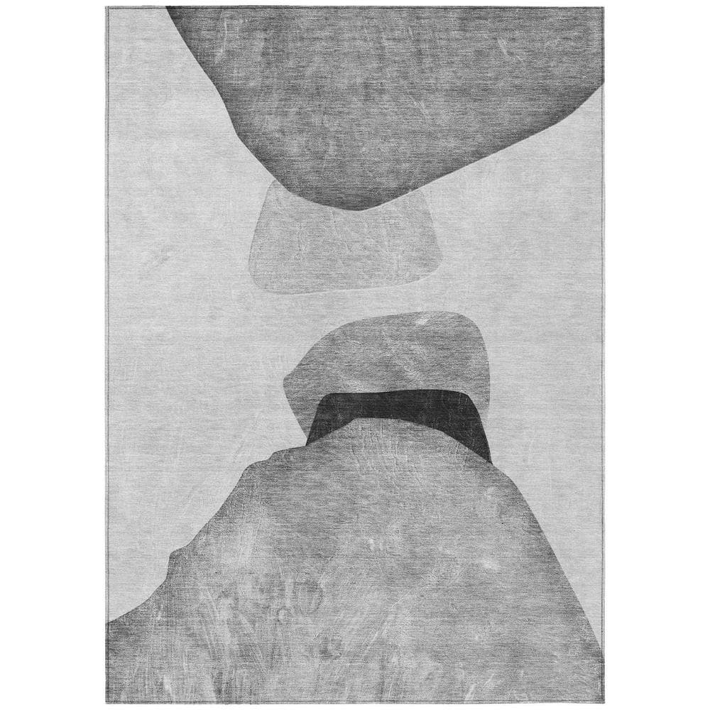 Gray and Black 5 ft. x 8 ft. Woven Abstract Rectangle Indoor/Outdoor Area Rug price history on PriceWatchPro