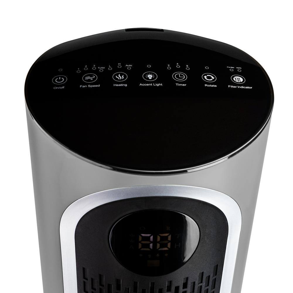 Gray HEPA Air Purifier and Heater with Remote Control