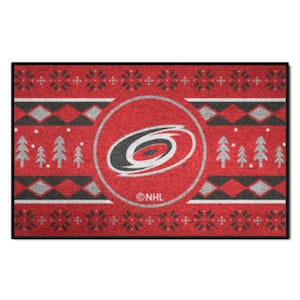 Carolina Hurricanes Holiday Sweater Red 1.5 ft. x 2.5 ft. Starter Area Rug