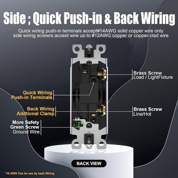 Lukyamzn 15 Amp Single Pole Decorator Light Switch with Screwless