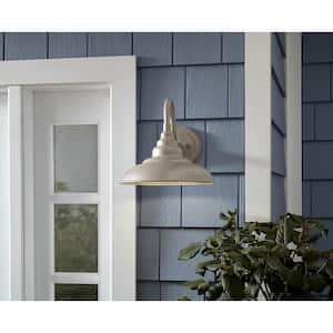 1-Light Champagne Silver Outdoor Wall Mount Barn Lantern Sconce