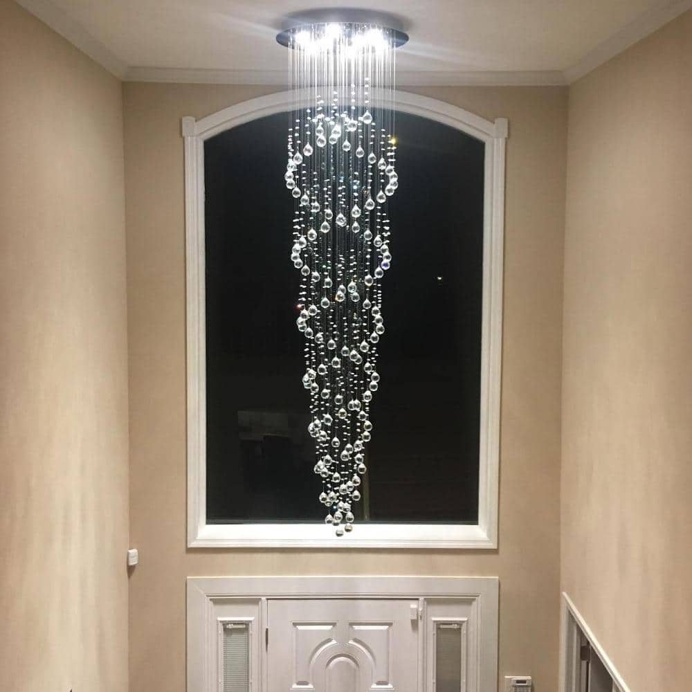 Sima 9-Light Chrome and Crystal Spiral Chandelier