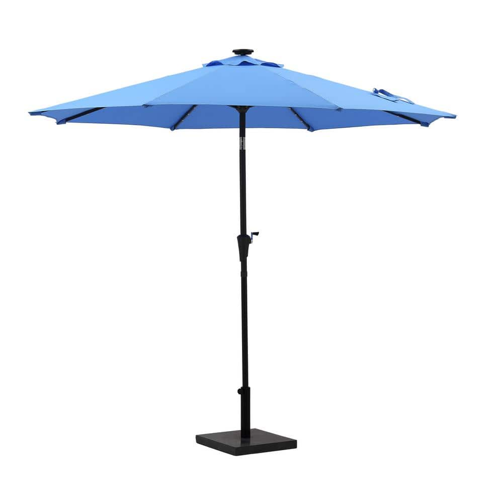 SERGA 9 ft. Outdoor LED Lights Patio Tilt and Crank Market Umbrella in ...