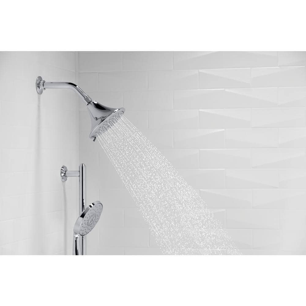 Polished Chrome Multifunction Wall Mounted Showerhead with Pulse