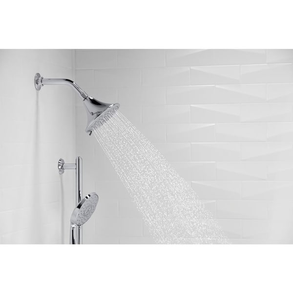 Forte 3-Spray Patterns with 1.75 GPM 5.5 in. Single Wall Mount Fixed Shower Head in Polished Chrome