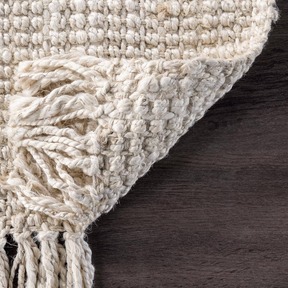 Handcrafted Bleach White Chunky Jute 8' x 10' Area Rug